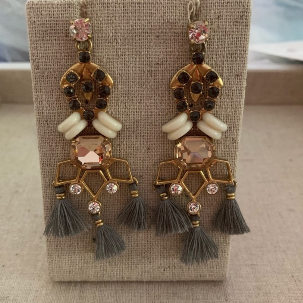 Stella & Dot | Vintage Gold Crystal Encrusted Nila Tassel Chandelier Earโฆ - Picture 6 of 9